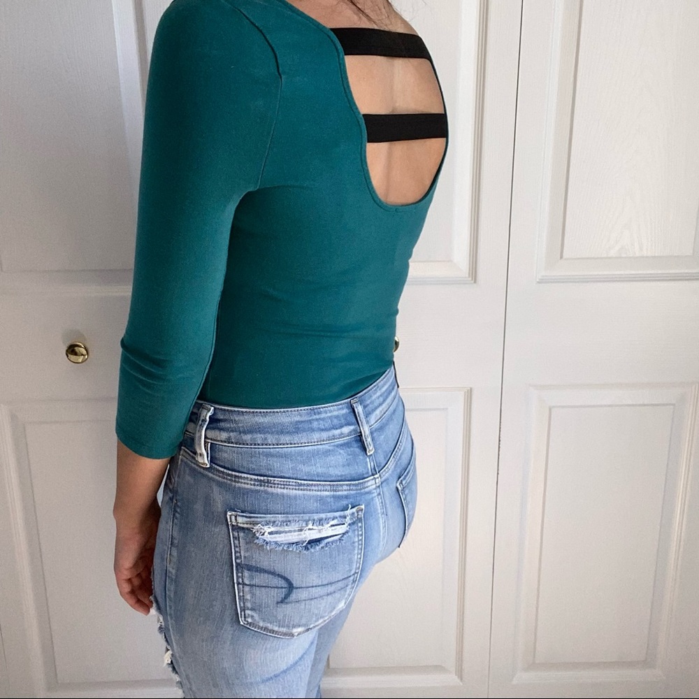 Charlotte Russe 3/4 Sleeve Green Size: M - Picture 3 of 4